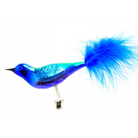 Vánoční ozdoba s klipsem, ptáček, Vrabec 3347 modro fialový lesk