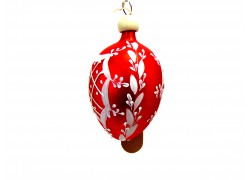 Easter egg, painted and with wood pin red 5005 www.sklenenevyrobky.cz