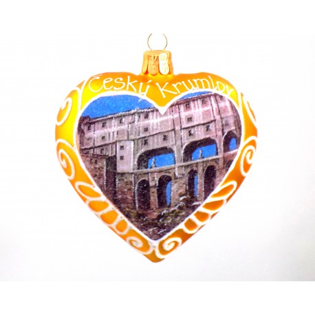 Christmas Ornament Heart glass Český Krumlov