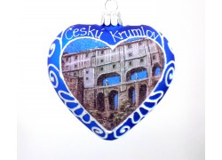 Vánoční ozdoba, Srdce 10cm dekorované Český Krumlov www.sklenenevyrobky.cz