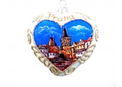 Christmas ornament Heart 10cm Charles Bridge    www.sklenenevyrobky.cz
