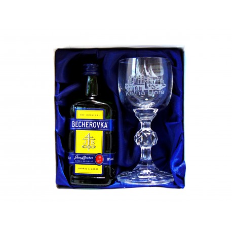 Gift set Kutná Hora Saint Barbara liqueur Becher   www.bohemia-glass-products.com