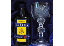 Becherovka gift set cut glasses