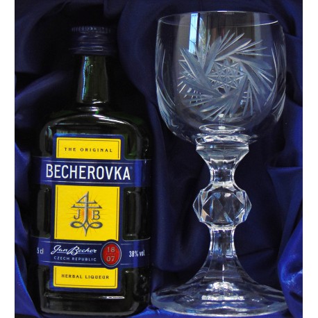 Becherovka gift set cut glasses