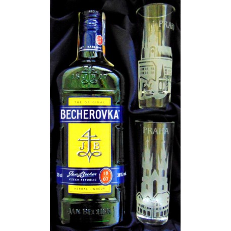 Gift set Prague city Becher liquer  www.bohemia-glass-products.com