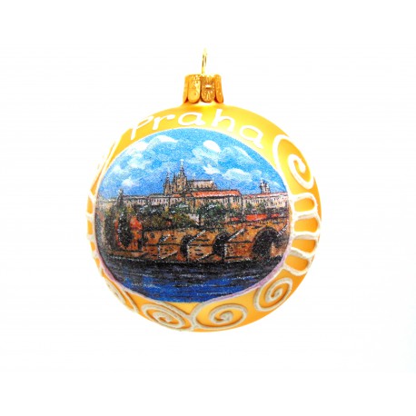 Vánoční koule 8cm motiv Praha www.sklenenevyrobky.cz