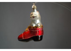 Vánoční ozdoba kotě v botě F165 www.sklenenevyrobky.cz